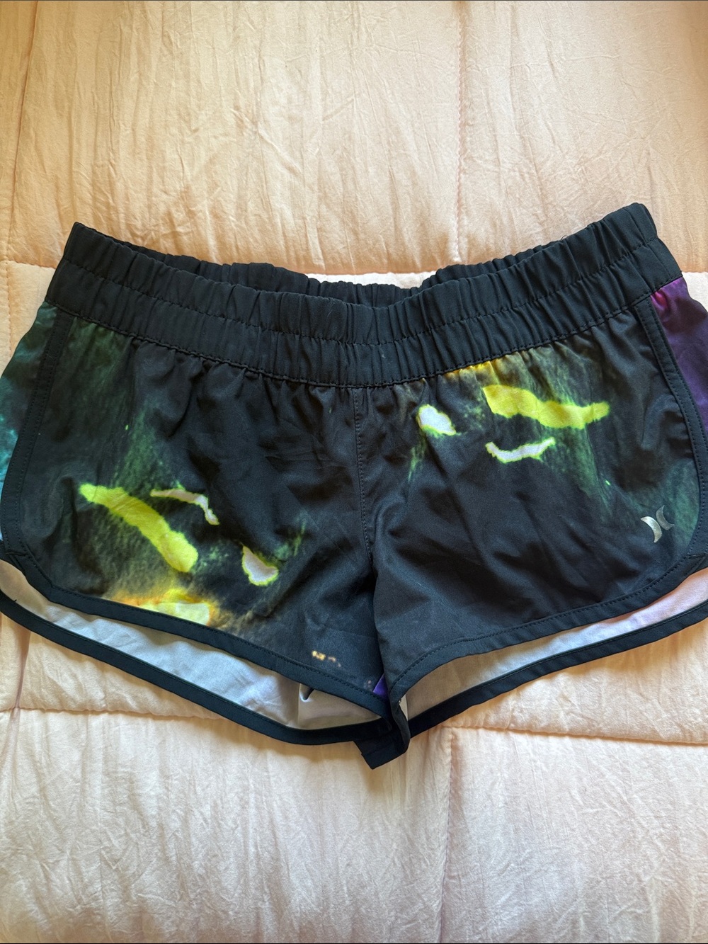 Hurley Black Athletic/Swim Shorts with Neon Accent Print